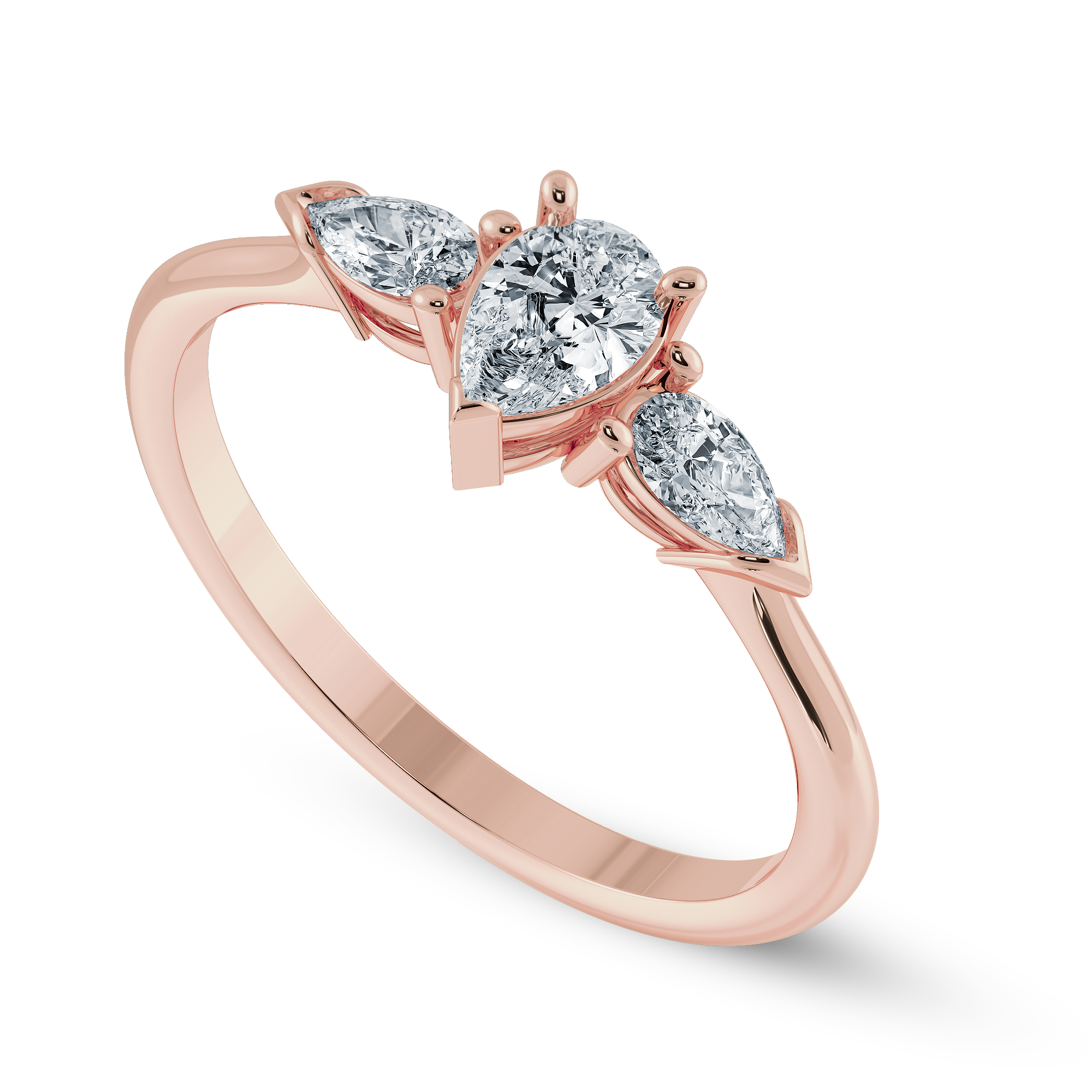0.70cts. Pear Cut Solitaire Diamond Accents 18K Rose Gold Ring JL AU 1207R-B   Jewelove.US