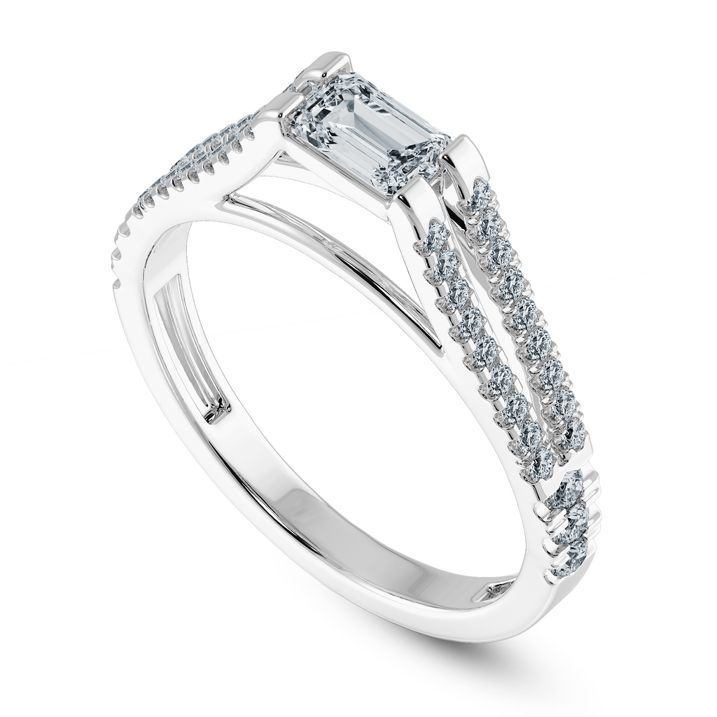 0.50cts Emerald Cut Solitaire Diamond Split Shank Platinum Ring JL PT 1180-A   Jewelove.US