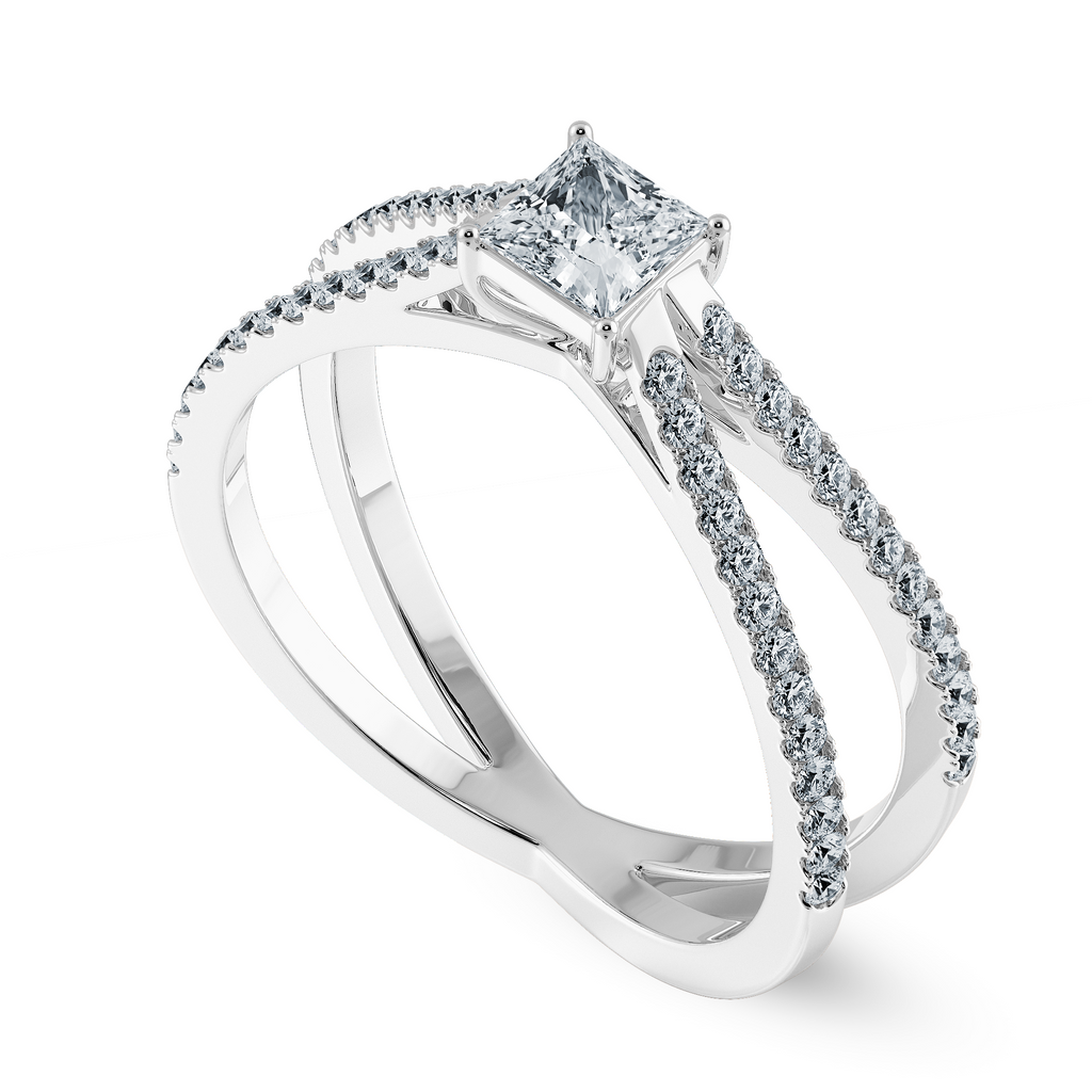 0.70cts Princess Cut Solitaire Diamond Split Shank Platinum Ring JL PT 1170-B   Jewelove.US