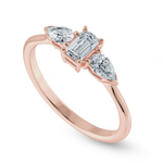 Load image into Gallery viewer, 0.70cts. Emerald Cut Solitaire with Pear Cut Diamond Accents 18K Rose Gold Solitaire Ring JL AU 1204R-B   Jewelove.US
