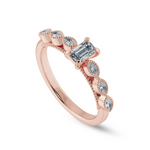 Load image into Gallery viewer, 0.30cts. Emerald Cut Solitaire with Marquise Cut Diamond Accents 18K Rose Gold Ring JL AU 2015R   Jewelove.US
