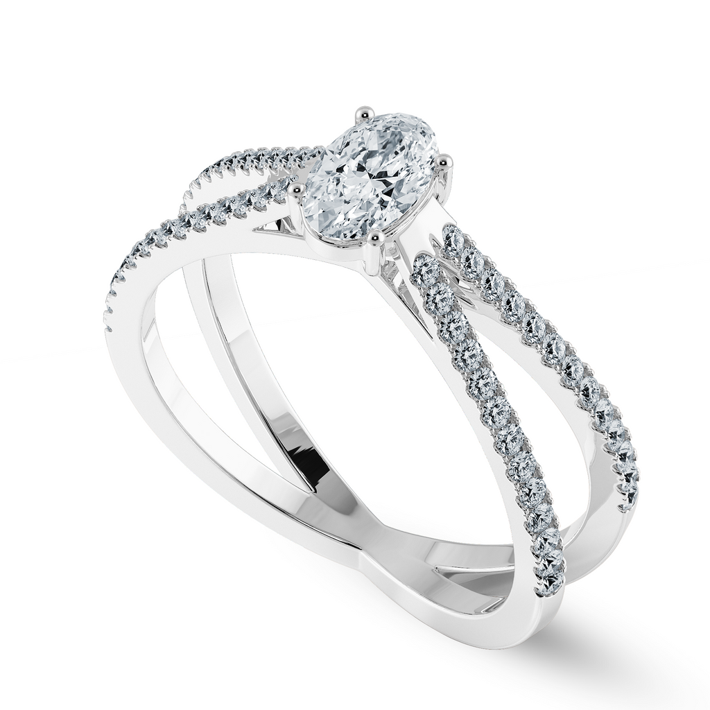 50-Pointer Oval Cut Solitaire Diamond Split Shank Platinum Ring JL PT 1174-A   Jewelove.US