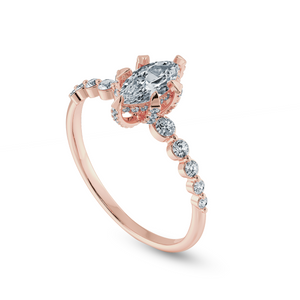 0.30cts. Marquise Cut Solitaire Halo Diamond Accents 18K Rose Gold Ring JL AU 2010R   Jewelove.US