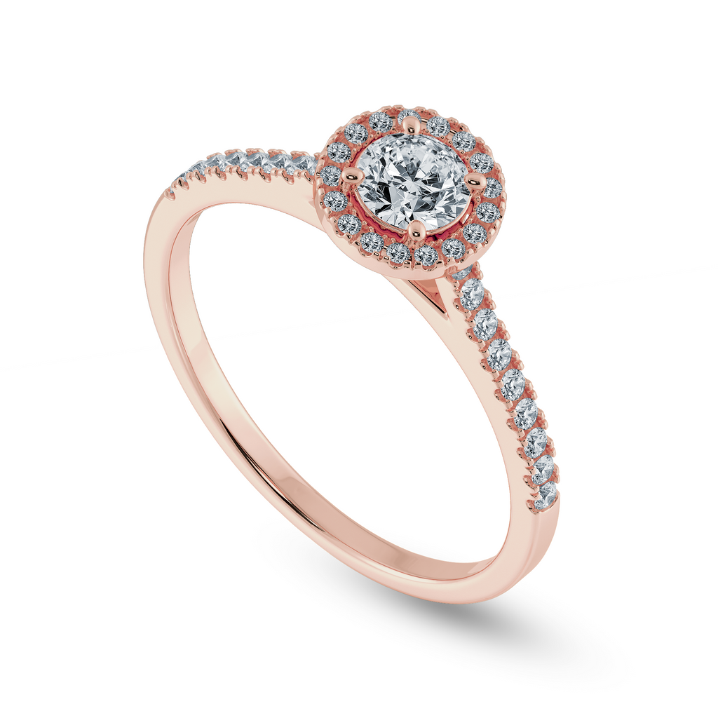 0.30cts. Solitaire Diamond Halo Shank 18K Rose Gold Ring JL AU 1193R   Jewelove.US