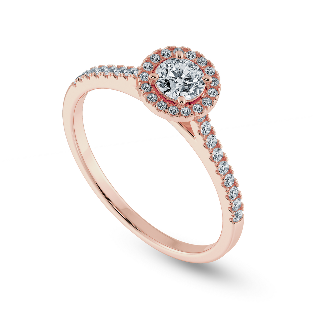 0.20cts. Solitaire Diamond Halo Shank 18K Rose Gold Ring JL AU 1193R-C   Jewelove.US