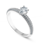 Load image into Gallery viewer, 0.30cts Pear Cut Solitaire Diamond Split Shank Platinum Ring JL PT 1191   Jewelove.US
