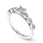 Load image into Gallery viewer, 0.30cts Princess Cut Solitaire with Marquise Diamond Accents Platinum Ring JL PT 2012   Jewelove.US
