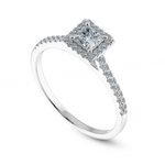 Load image into Gallery viewer, 0.70cts Princess Cut Solitaire Diamond Square Halo Shank Platinum Ring JL PT 1194-B   Jewelove.US
