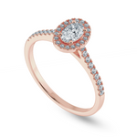 Load image into Gallery viewer, 0.30cts. Oval Cut Solitaire Halo Diamond Shank 18K Rose Gold Ring JL AU 1199R   Jewelove.US
