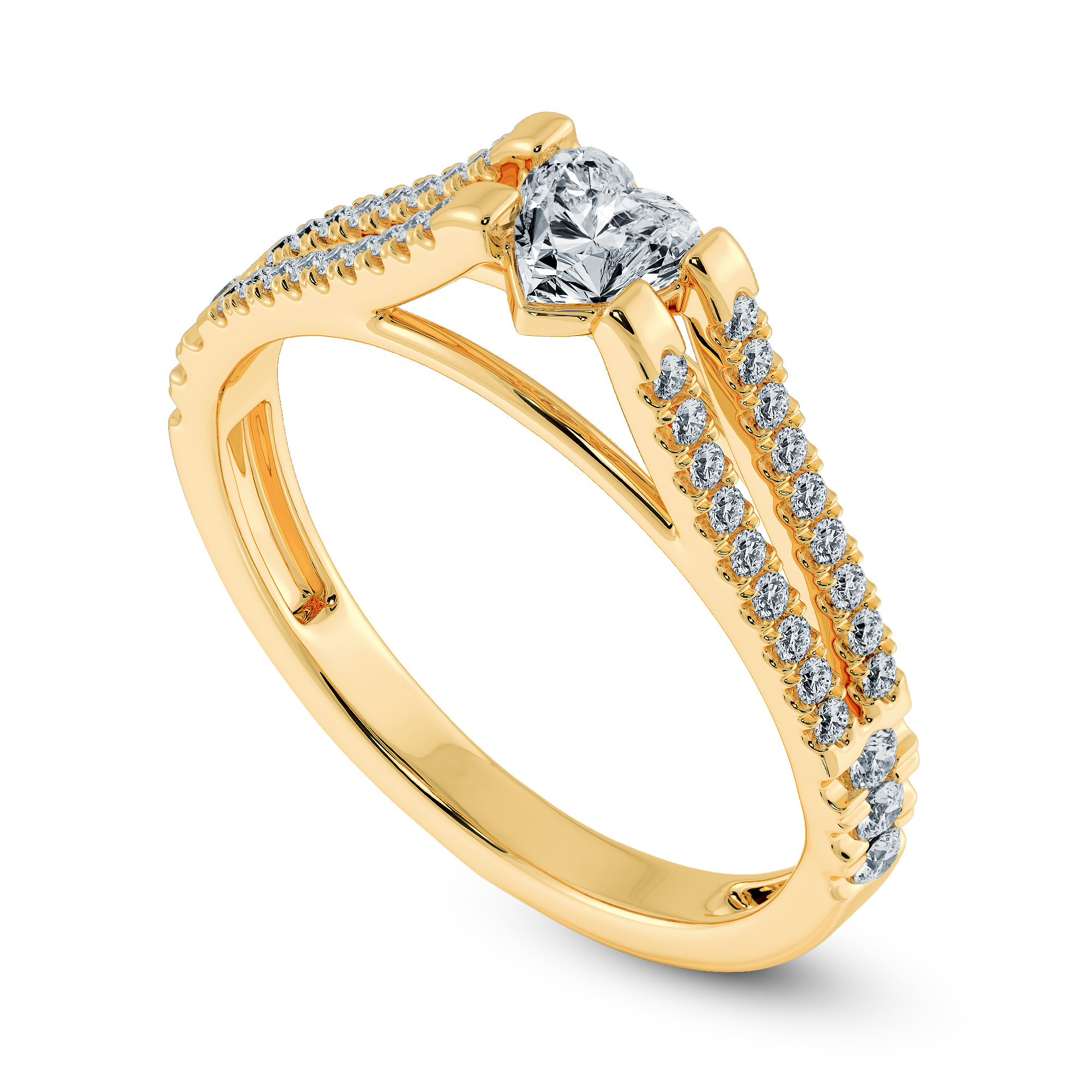 0.50cts. Heart Cut Solitaire Diamond Split Shank 18K Yellow Gold Ring JL AU 1181Y-A   Jewelove.US