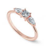 Load image into Gallery viewer, 0.50cts. Cushion Cut Solitaire with Pear Cut Diamond Accents 18K Rose Gold Ring JL AU 1203R-A   Jewelove.US
