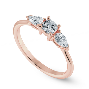 0.50cts. Cushion Cut Solitaire with Pear Cut Diamond Accents 18K Rose Gold Ring JL AU 1203R-A   Jewelove.US