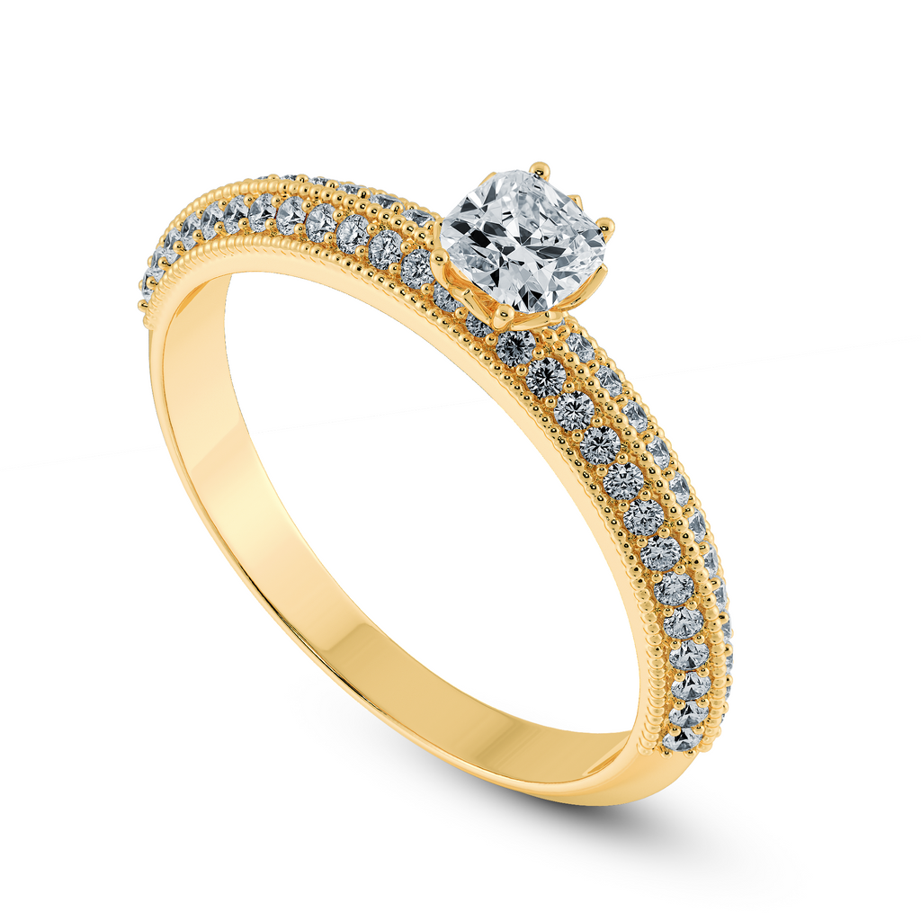 0.30cts. Cushion Cut Solitaire Diamond Split Shank 18K Yellow Gold Ring JL AU 1187Y   Jewelove.US