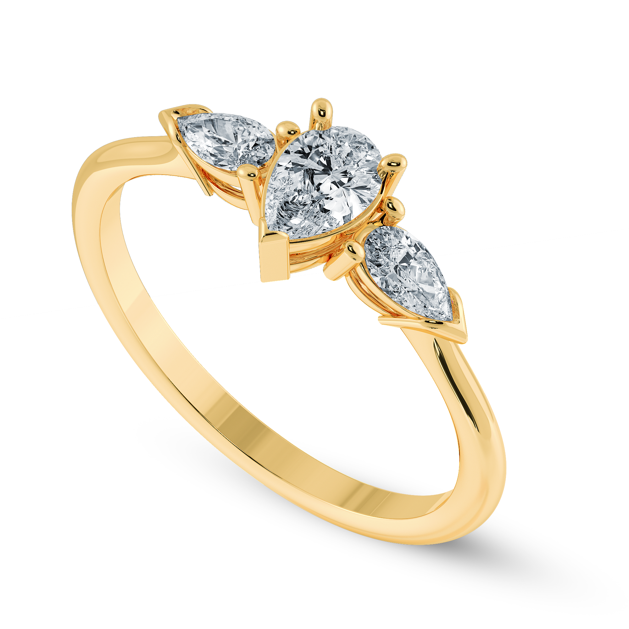 0.50cts. Pear Cut Solitaire Diamond Accents 18K Yellow Gold Ring JL AU 1207Y-A   Jewelove.US