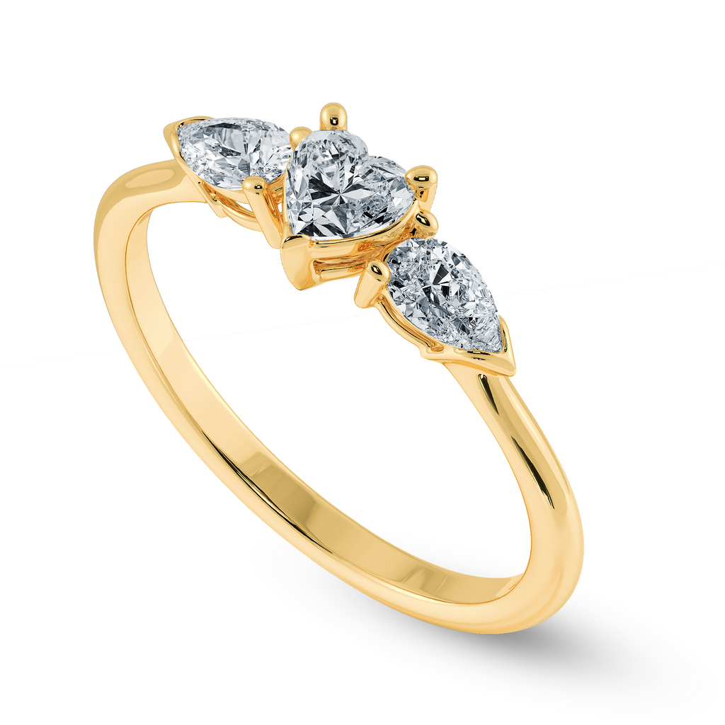 0.50cts. Heart Cut Solitaire with Pear Cut Diamond Accents 18K Yellow Gold Ring JL AU 1205Y-A   Jewelove.US
