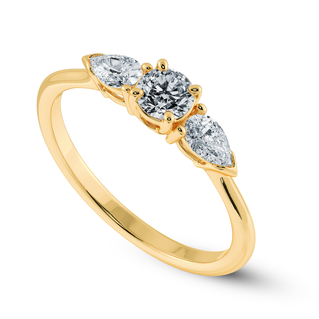 0.70cts. Solitaire with Pear Cut Diamond Accents 18K Yellow Gold Ring JL AU 2020Y-B   Jewelove.US