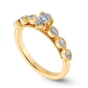 0.50cts. Pear Cut Solitaire with Marquise Cut Diamond Shank 18K Yellow Gold Ring JL AU 2018Y-A   Jewelove.US
