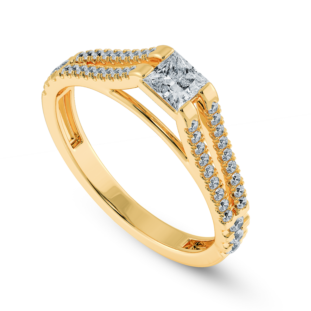 0.20cts. Princess Cut Solitaire Diamond Split Shank 18K Yellow Gold Ring JL AU 1178Y-A   Jewelove.US