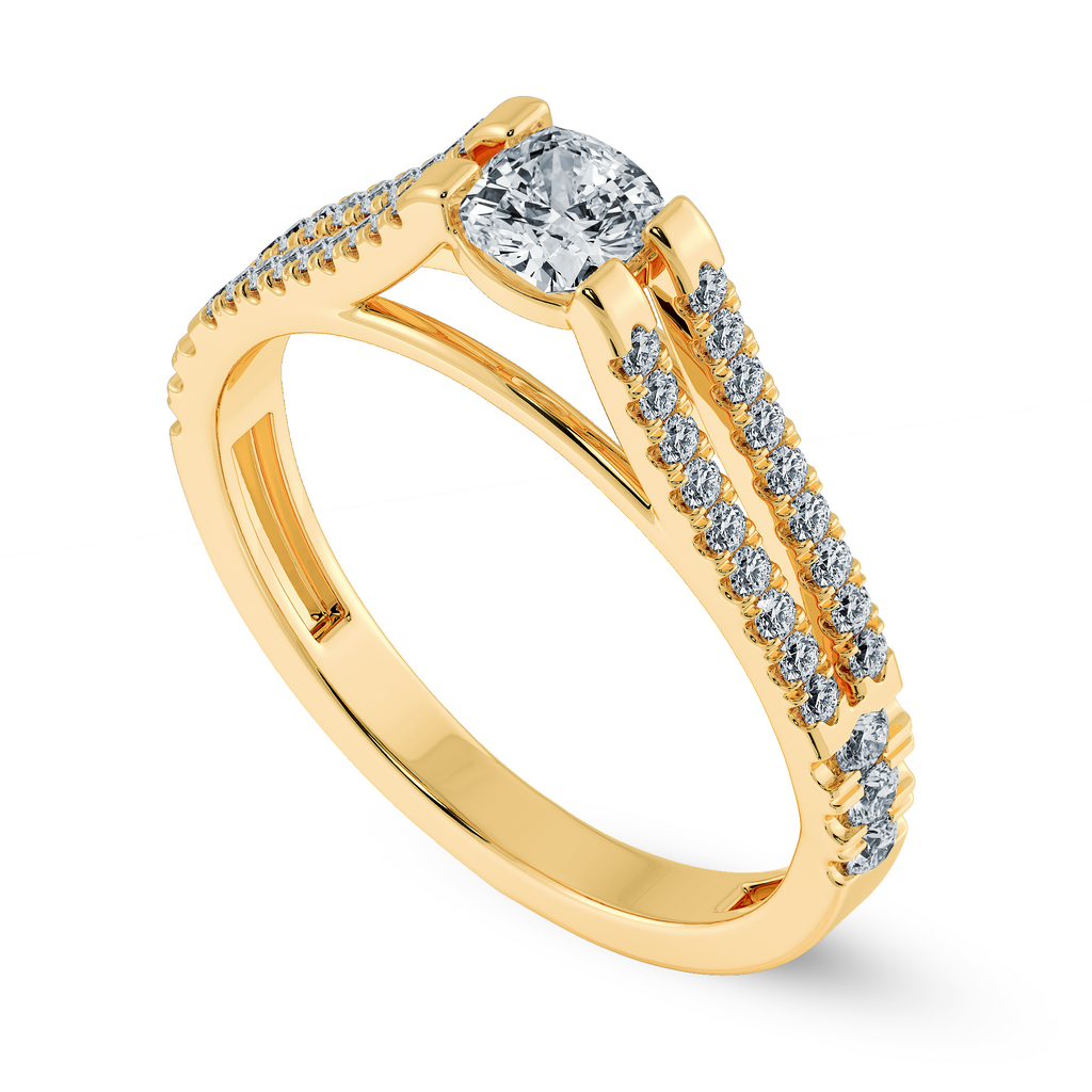 0.30cts. Cushion Cut Solitaire Diamond Split Shank 18K Yellow Gold Ring JL AU 1179Y   Jewelove.US