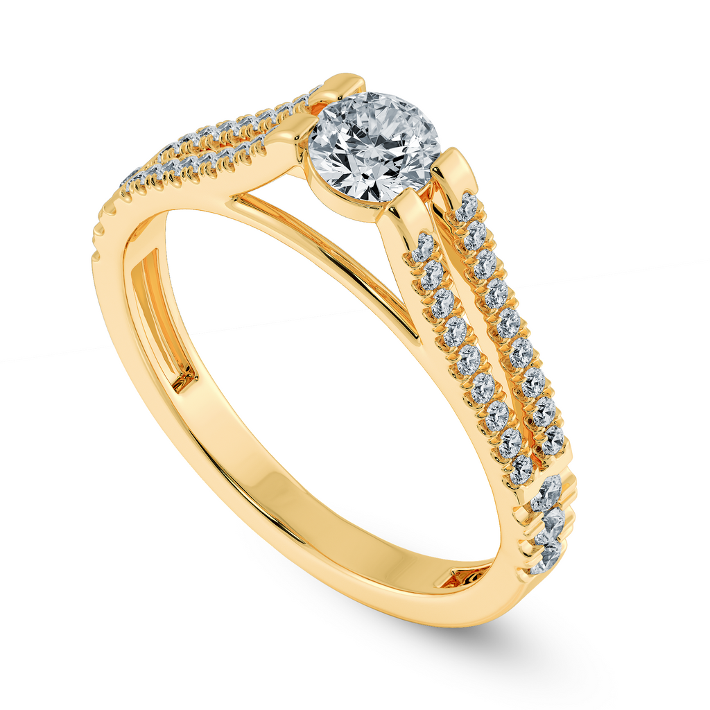 0.50cts. Solitaire Diamond Split Shank 18K Yellow Gold Solitaire Ring JL AU 1177Y-B   Jewelove.US