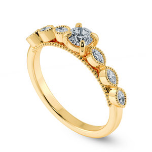 0.30cts. Solitaire with Marquise Cut Diamond Accents 18K Yellow Gold Ring JL AU 2011Y   Jewelove.US