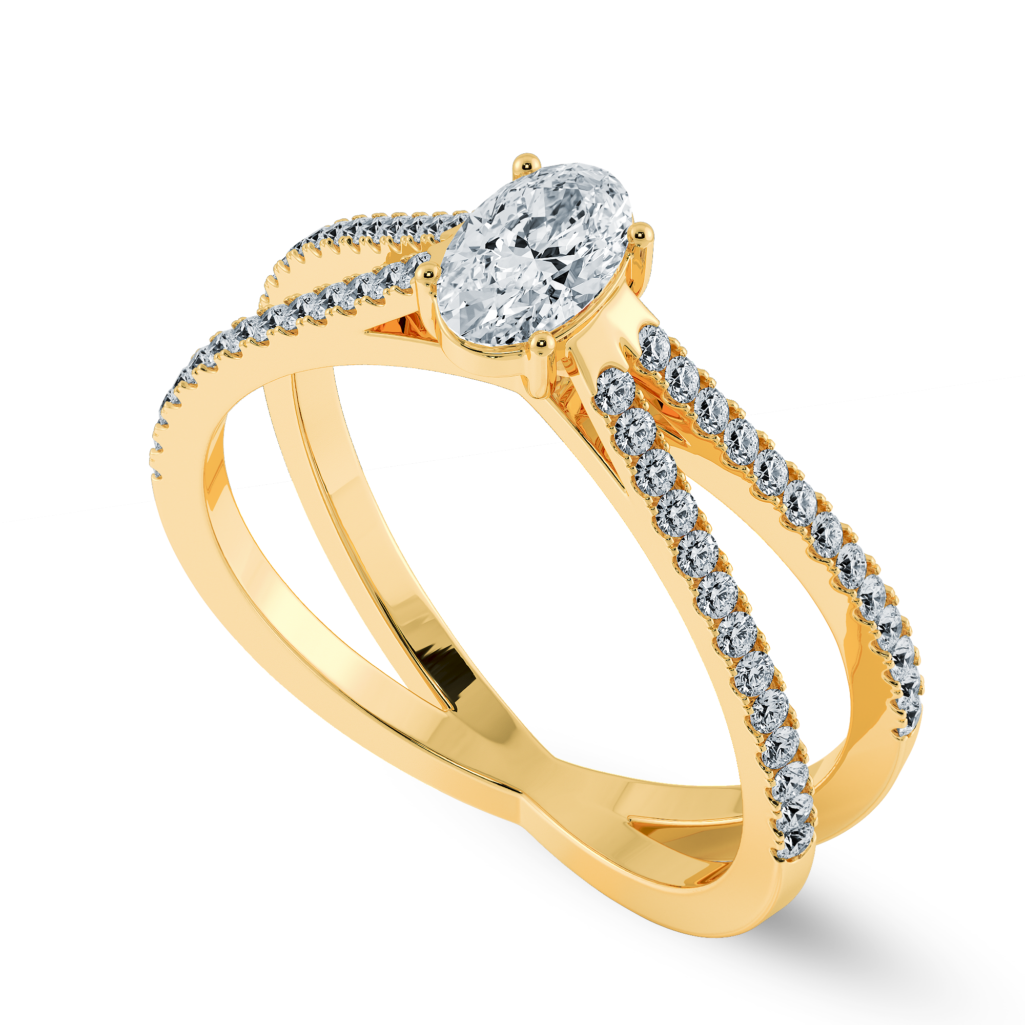 0.70cts. Oval Cut Solitaire Diamond Split Shank 18K Yellow Gold Ring JL AU 1174Y-B   Jewelove.US