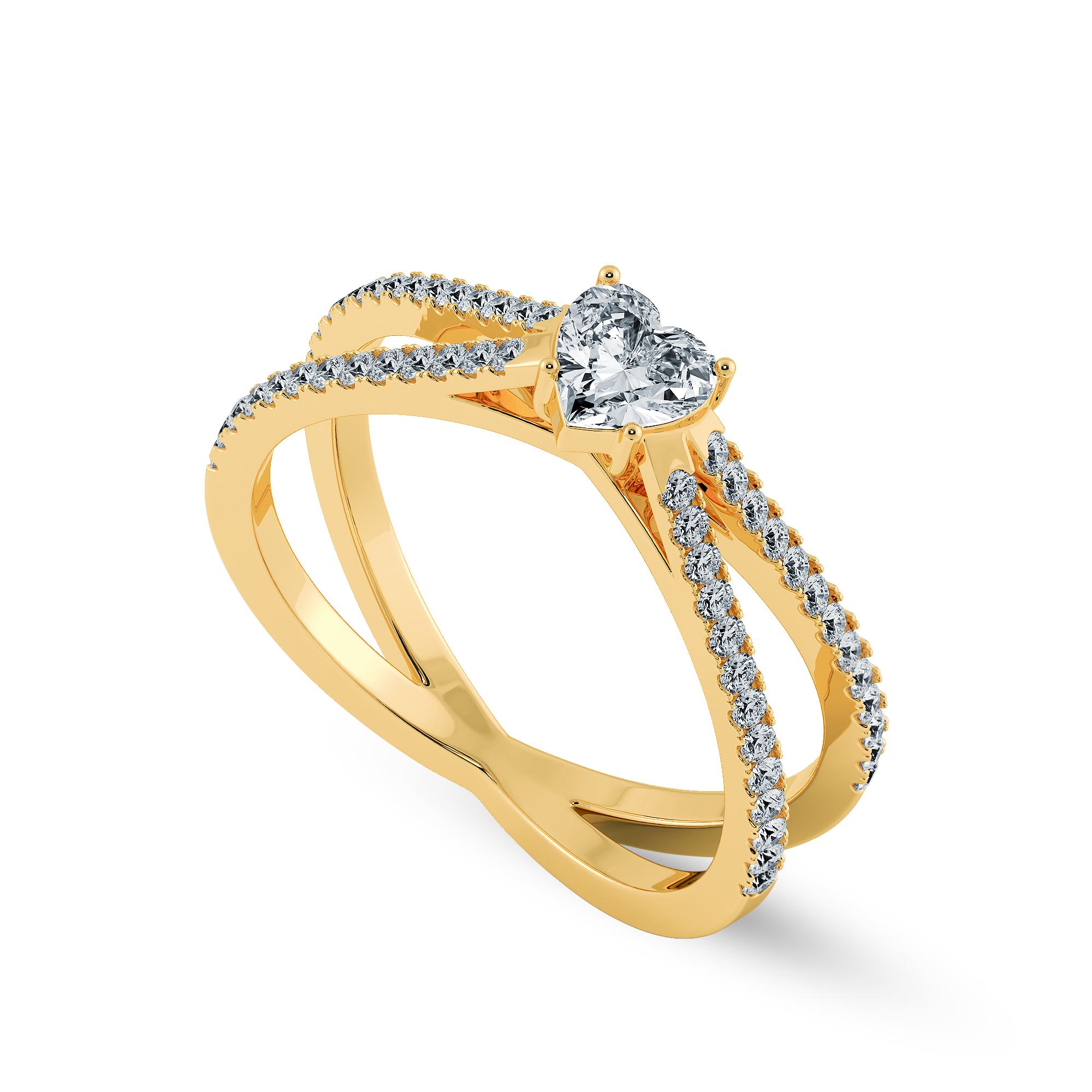 70-Pointer Heart Cut Solitaire Diamond Split Shank 18K Yellow Gold Ring JL AU 1173Y-B   Jewelove.US