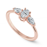 Load image into Gallery viewer, 0.50cts. Oval Cut Solitaire with Pear Cut Diamond Accents 18K Rose Gold Ring JL AU 1206R-A   Jewelove.US
