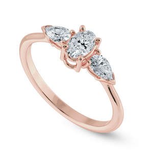 0.50cts. Oval Cut Solitaire with Pear Cut Diamond Accents 18K Rose Gold Ring JL AU 1206R-A   Jewelove.US