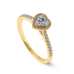 Load image into Gallery viewer, 0.50cts. Heart Cut Solitaire Halo Diamond Shank 18K Yellow Gold Ring JL AU 1198Y-A   Jewelove.US
