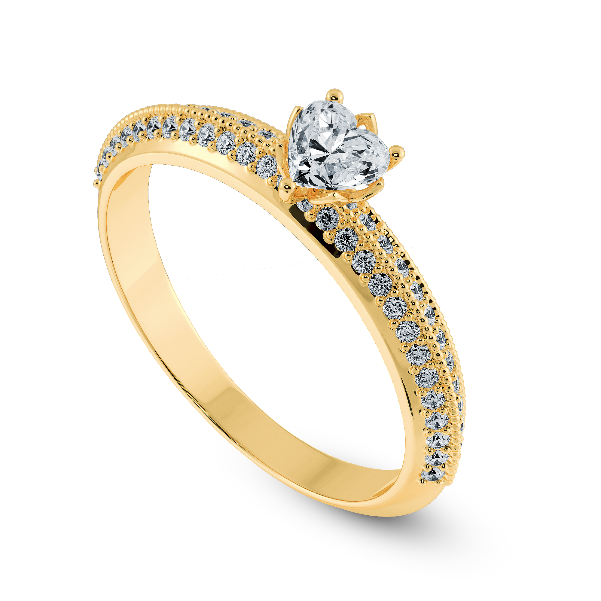 0.50cts. Heart Cut Solitaire Diamond Split Shank 18K Yellow Gold Ring JL AU 1189Y-A   Jewelove.US