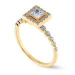 Load image into Gallery viewer, 0.20cts. Princess Cut Solitaire Halo Diamond Accents 18K Yellow Gold Ring JL AU 2003Y-C   Jewelove.US
