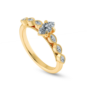 0.30ts. Marquise Cut Solitaire Diamond Accents 18K Yellow Gold Ring JL AU 2019Y   Jewelove.US