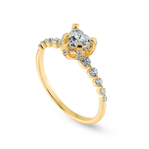 0.30cts. Heart Cut Solitaire Halo Diamond Accents 18K Yellow Gold Ring JL AU 2007Y   Jewelove.US