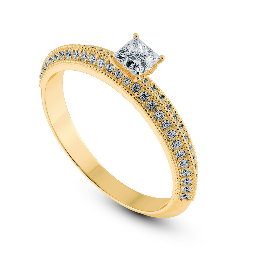 0.70cts. Princess Cut Solitaire Diamond Split Shank 18K Yellow Gold Ring JL AU 1186Y-B   Jewelove.US