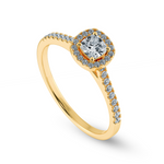 Load image into Gallery viewer, 0.50cts. Cushion Cut Solitaire Halo Diamond Shank 18K Yellow Gold Ring JL AU 1195Y   Jewelove.US
