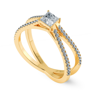 0.50cts. Princess Cut Solitaire Diamond Split Shank 18K Yellow Gold Ring JL AU 1170Y-A   Jewelove.US