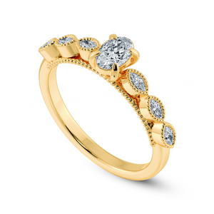 0.70cts. Oval Cut Solitaire Marquise Cut Diamond Accents 18K Yellow Gold Ring JL AU 2017Y-B   Jewelove.US