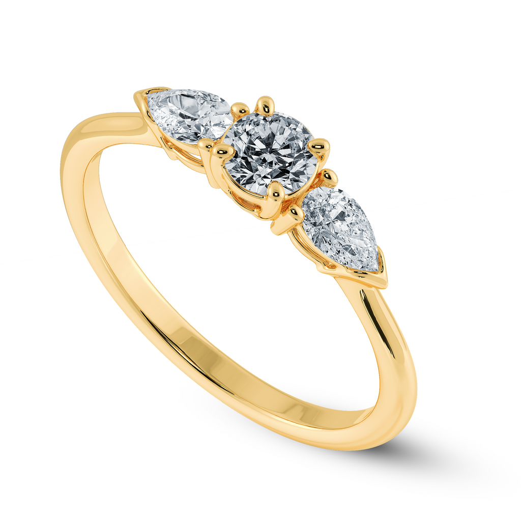 0.20cts. Solitaire with Pear Cut Diamond Accents 18K Yellow Gold Ring JL AU 2020Y-C   Jewelove.US