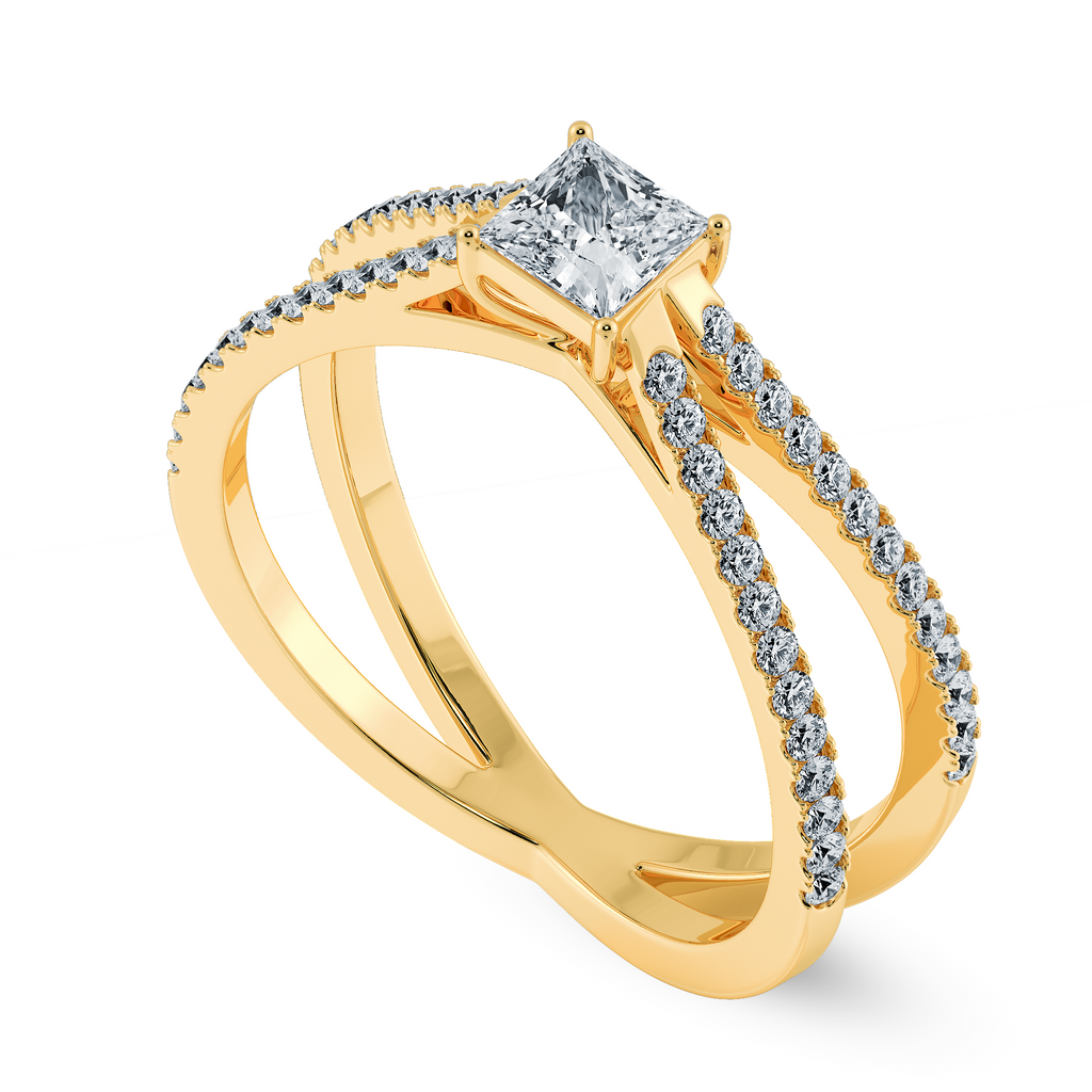 0.70cts. Princess Cut Solitaire Diamond Split Shank 18K Yellow Gold Ring JL AU 1170Y-B   Jewelove.US