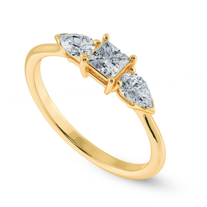 0.30cts. Princess Cut Solitaire with Pear Cut Diamond Accents 18K Yellow Gold Ring JL AU 2021Y   Jewelove.US