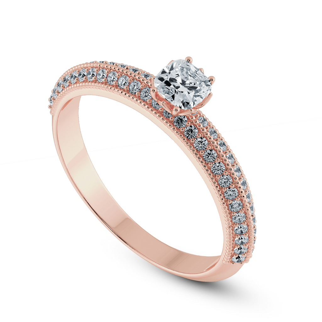 0.30cts. Cushion Cut Solitaire Diamond Split Shank 18K Rose Gold Ring JL AU 1187R   Jewelove.US