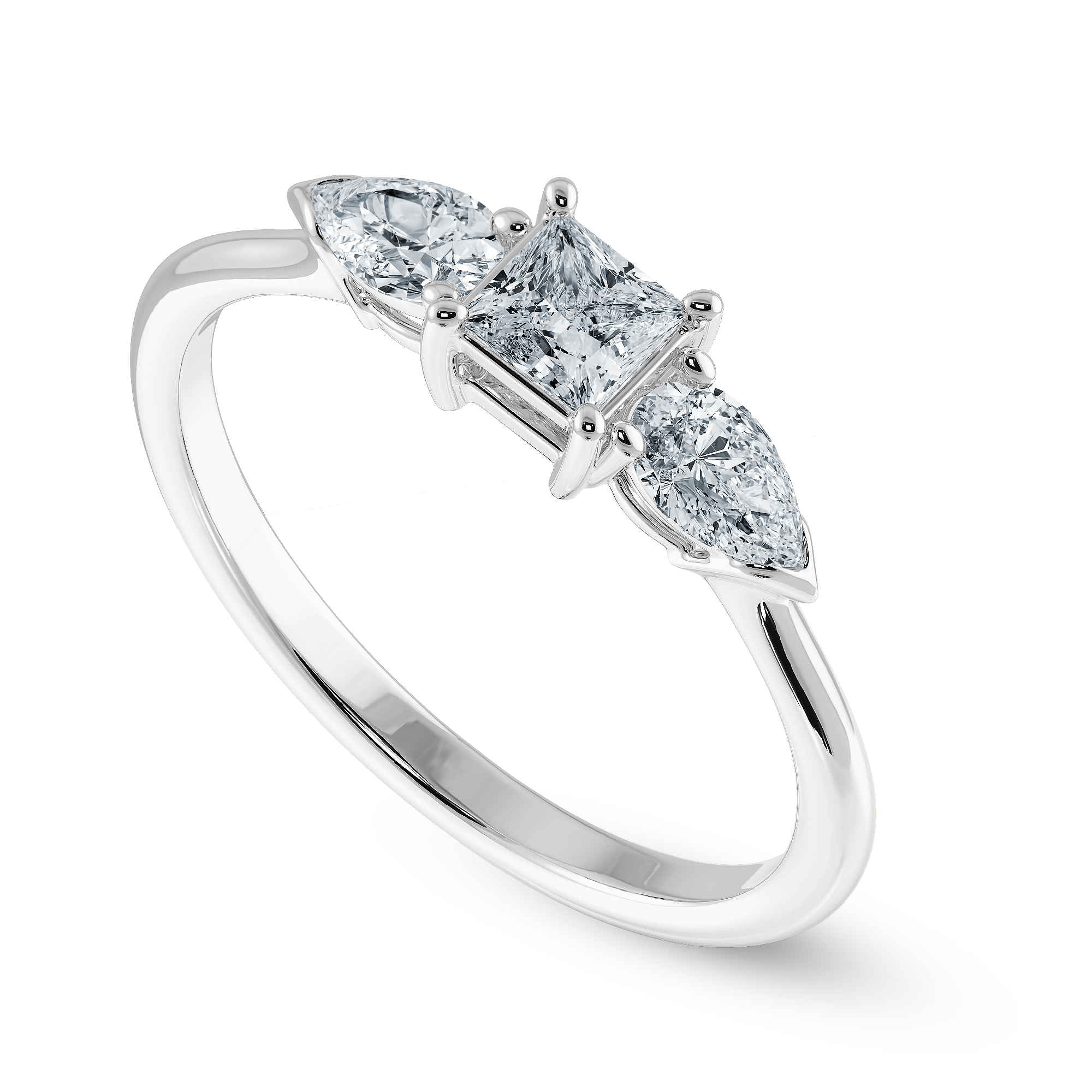 0.20cts Pointer Princess Cut with Pear Cut Diamond Accents Shank Platinum Ring JL PT 2021-C   Jewelove.US