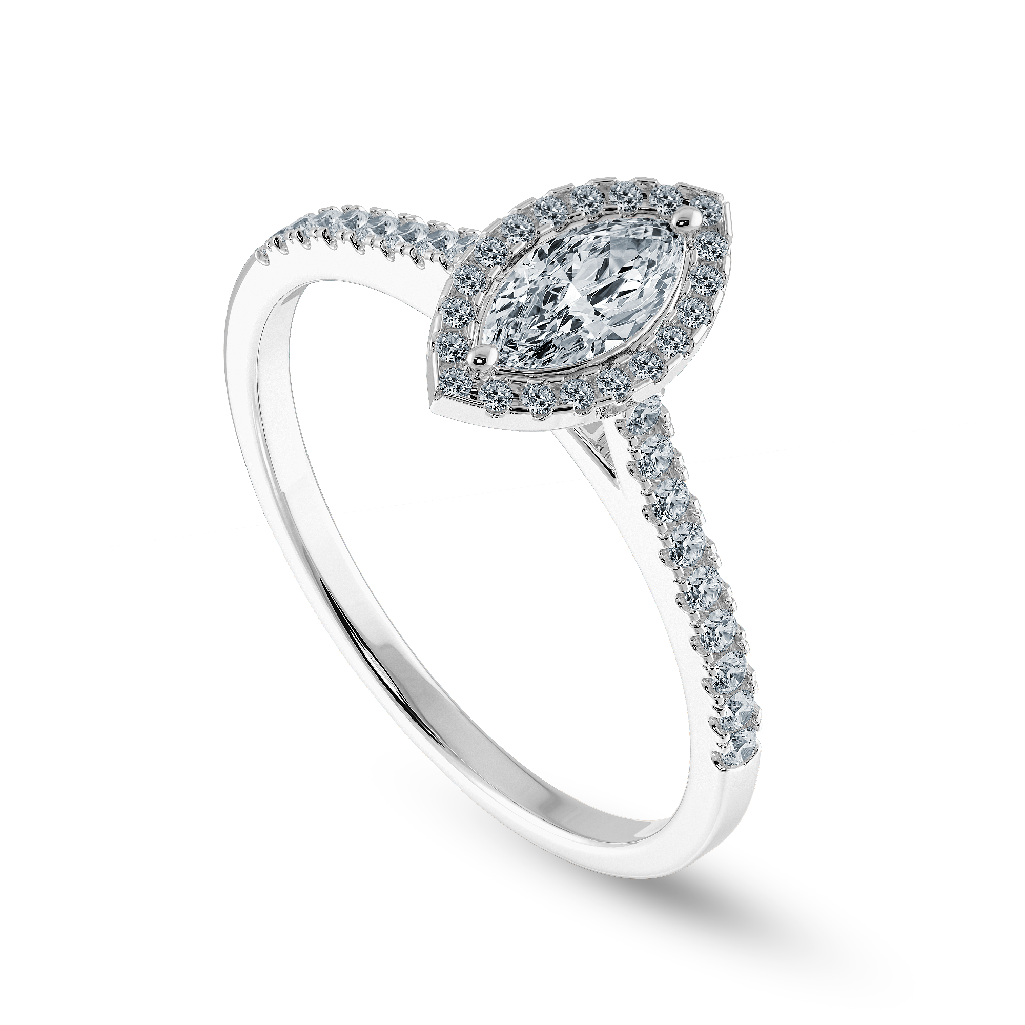 0.70cts Marquise Cut Solitaire Halo Diamond Shank Platinum Ring JL PT 1201-B   Jewelove.US