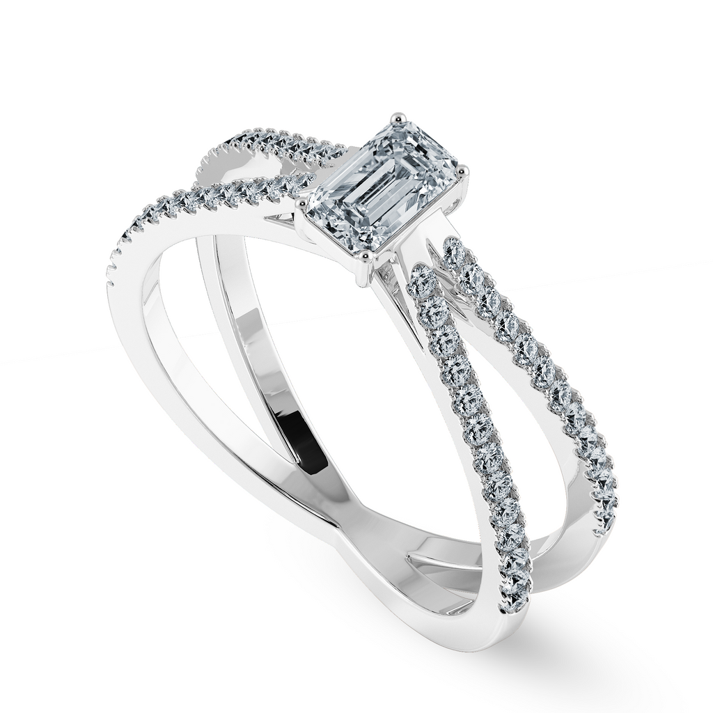 70-Pointer Emerald Cut Solitaire Diamond Split Shank Platinum Ring JL PT 1172-B   Jewelove.US