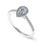 Load image into Gallery viewer, 0.50cts Pear Cut Solitaire Halo Diamond Shank Platinum Ring JL PT 1200-A   Jewelove.US
