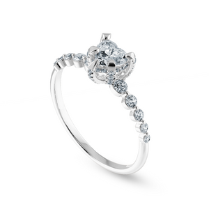 0.30cts Heart Cut Solitaire Halo Diamond Accents Platinum Ring JL PT 2007   Jewelove.US
