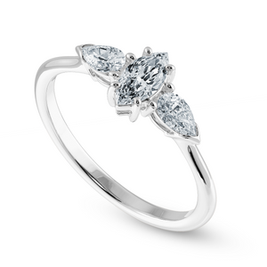 0.30cts Marquise Cut Solitaire with Pear Cut Diamond Accents Platinum Ring JL PT 1208   Jewelove.US