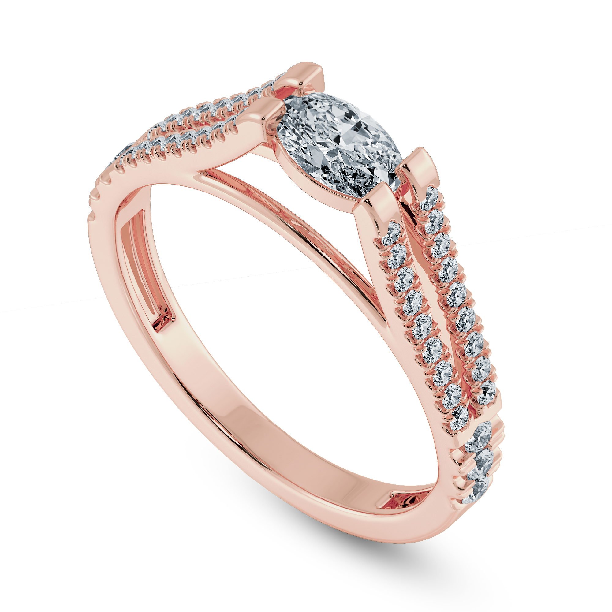 0.70cts. Oval Cut Solitaire Diamond Split Shank 18K Rose Gold Ring JL AU 1182R-B   Jewelove.US