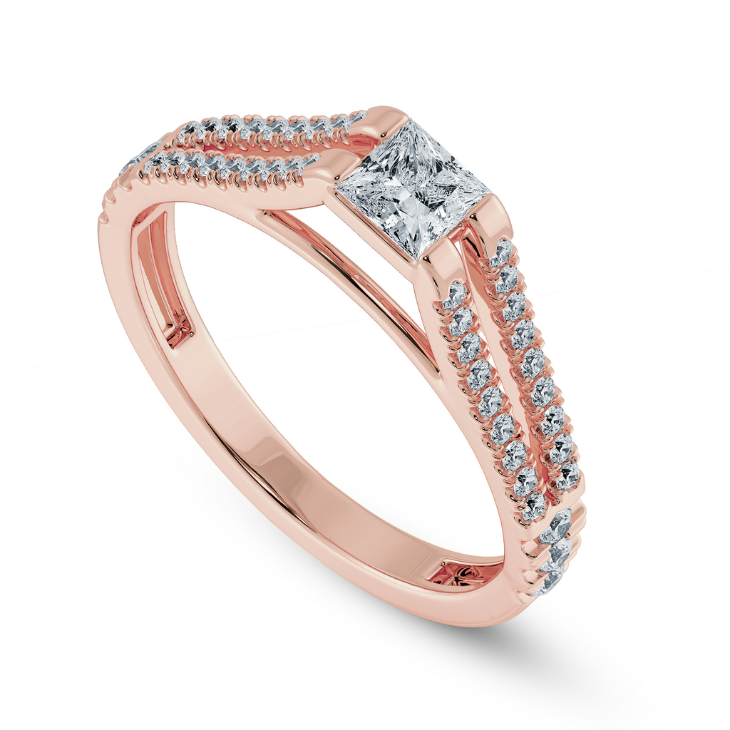 0.20cts. Princess Cut Solitaire Diamond Split Shank 18K Rose Gold Ring JL AU 1178R-A   Jewelove.US